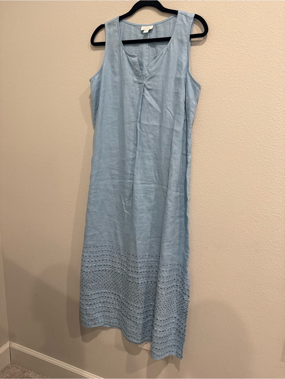 Light Blue Sleeveless purejill  Linen Dress